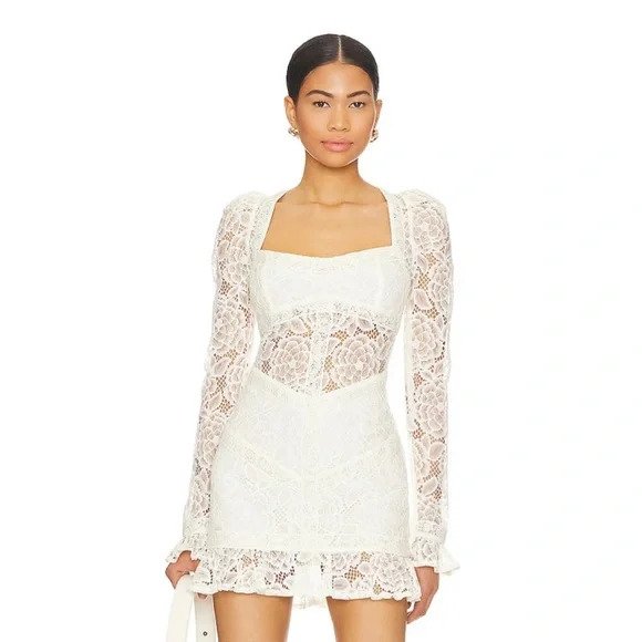 For Love And Lemons | Dresses | Nwt For Love Lemons Cleo Mini Lace Dress  Creamwhite | Poshmark